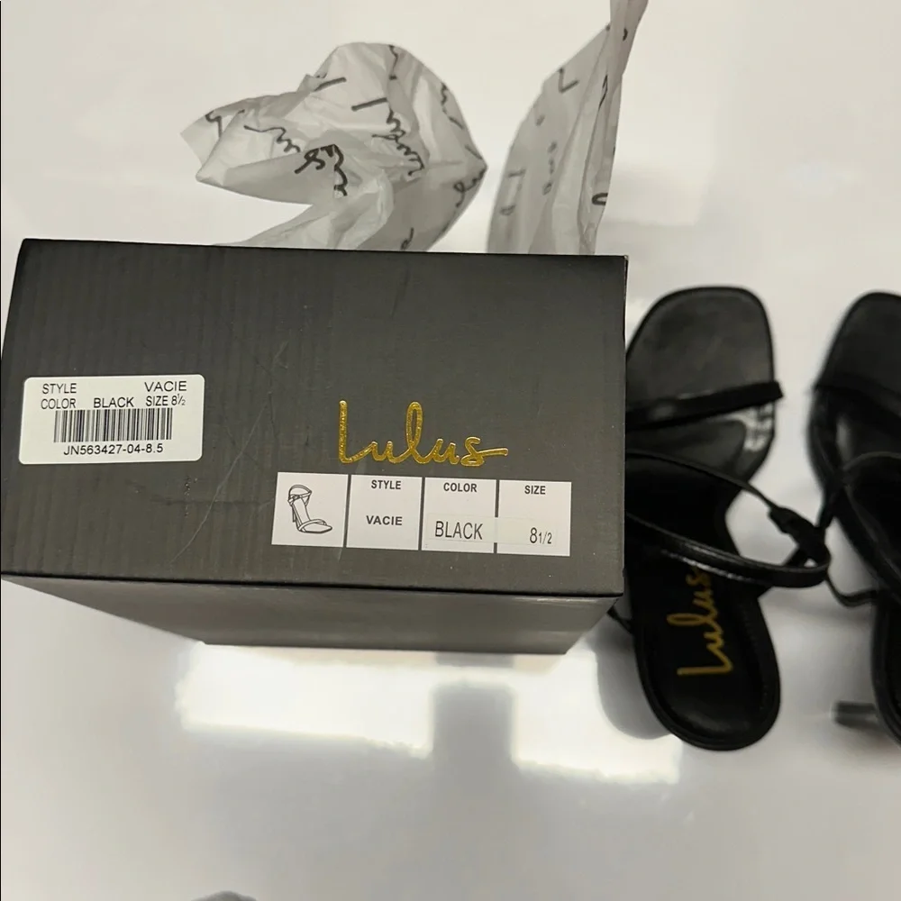 Lulus Vacie Black High Heel Stiletto Sandals Women's Size 8.5